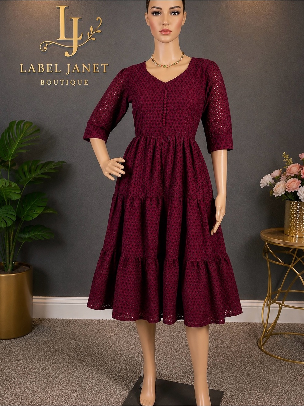 Brand new,Maroon Hakoba Cotton Maxi Dress for Women,Bust - M (38”)